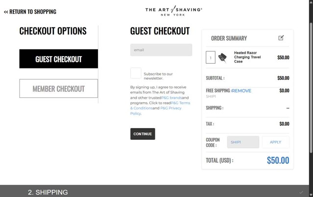 The Art of Shaving checkout page showing The Art of Shaving discount code box | Screenshot taken by SimplyCodes community member on Aug 26, 2025