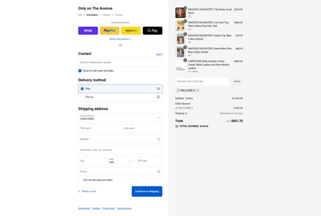 The Avenue checkout page showing The Avenue promo code box | Screenshot taken by SimplyCodes community member on Sep 8, 2025