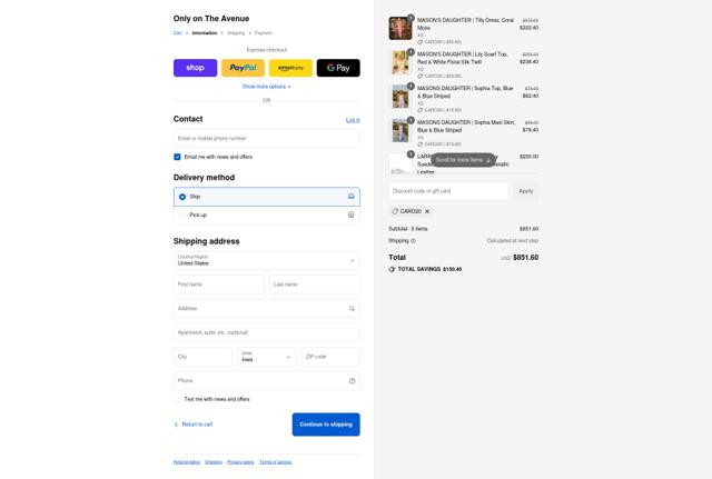 The Avenue checkout page showing The Avenue promo code box | Screenshot taken by SimplyCodes community member on Sep 8, 2025