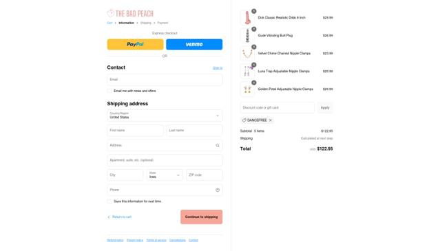 The Bad Peach checkout page showing The Bad Peach discount code box | Screenshot taken by SimplyCodes community member on Sep 11, 2025