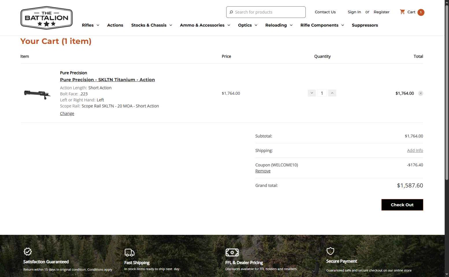 The Battalion checkout page showing The Battalion promo code box | Screenshot taken by SimplyCodes community member on Aug 14, 2025