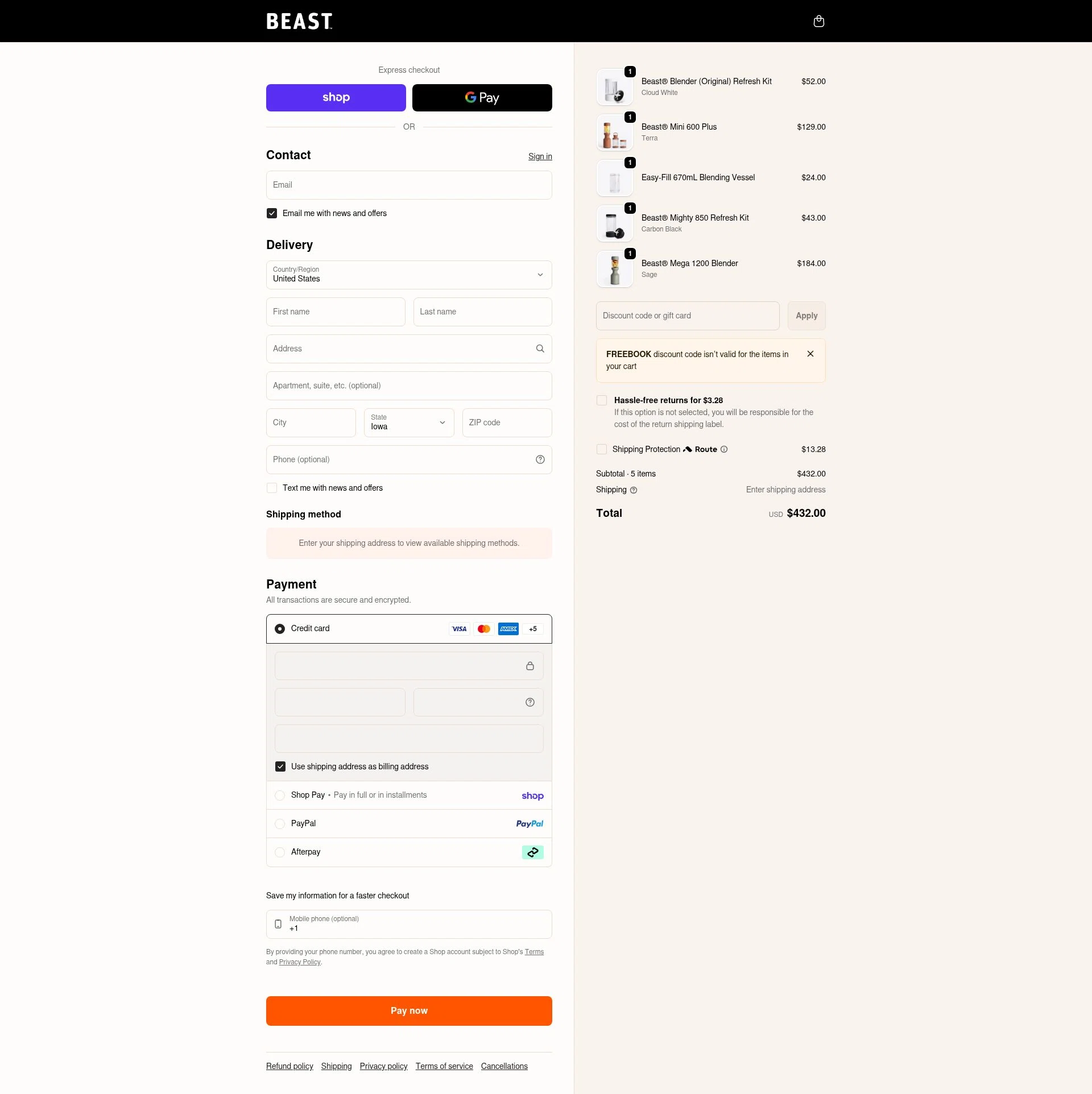 Beast Health checkout page showing Beast Health promo code box | Screenshot taken by SimplyCodes community member on Feb 1, 2026