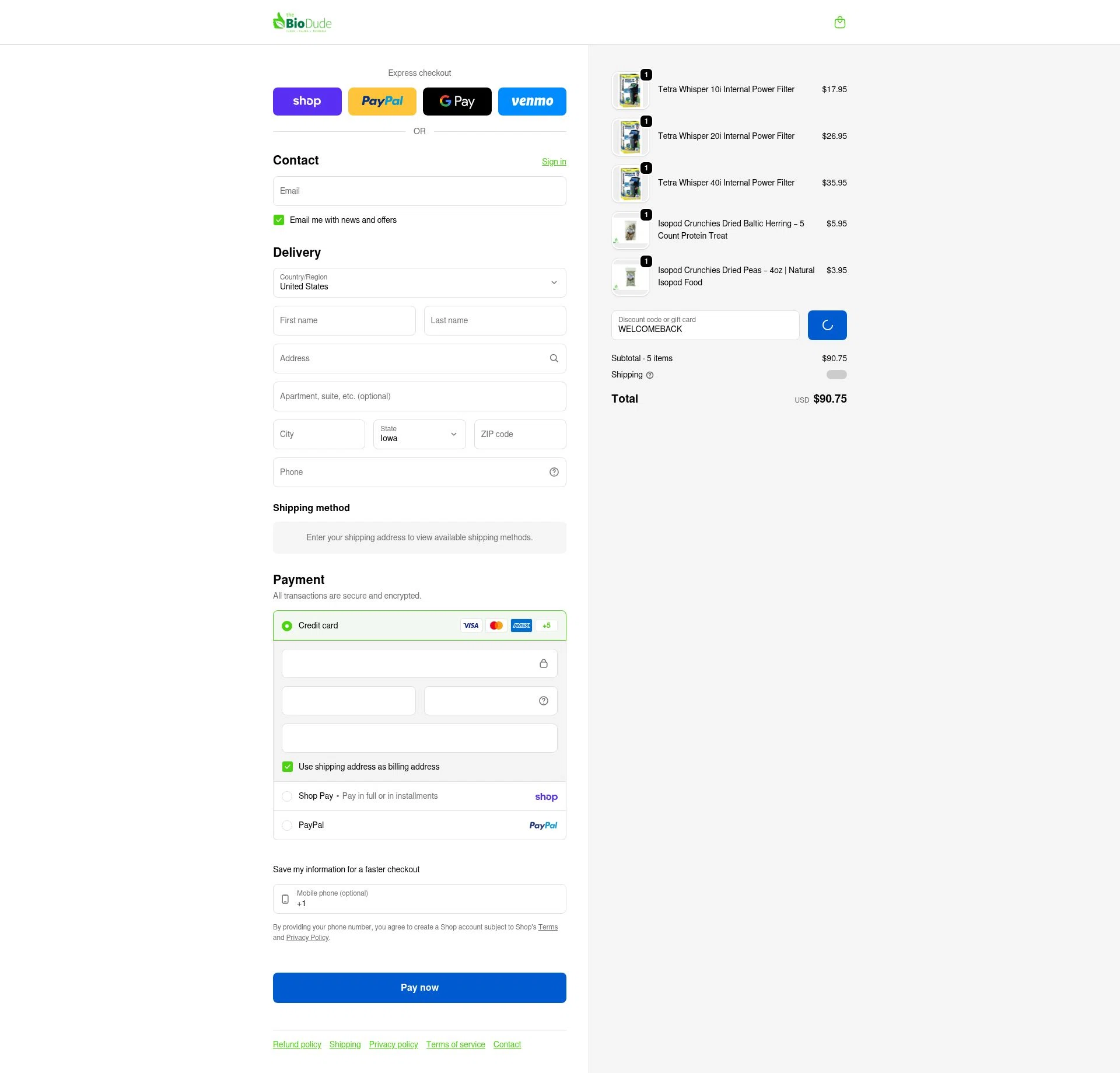 The Bio Dude checkout page showing The Bio Dude promo code box | Screenshot taken by SimplyCodes community member on Jan 31, 2026