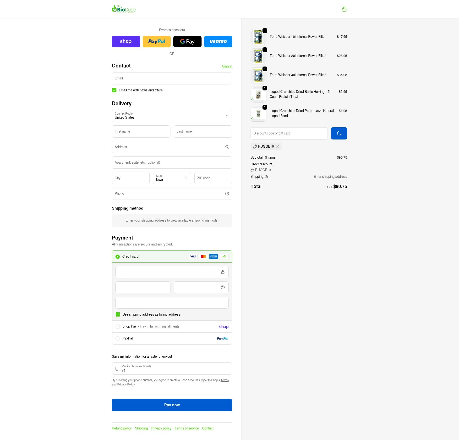 The Bio Dude checkout page showing The Bio Dude promo code box | Screenshot taken by SimplyCodes community member on Jan 31, 2026