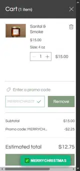 MERRYCHRISTMAS coupon verification screenshot