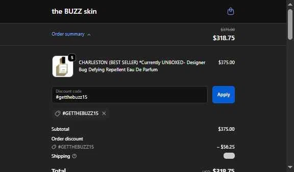 The Buzz checkout page showing The Buzz promo code box | Screenshot taken by SimplyCodes community member on Feb 7, 2026