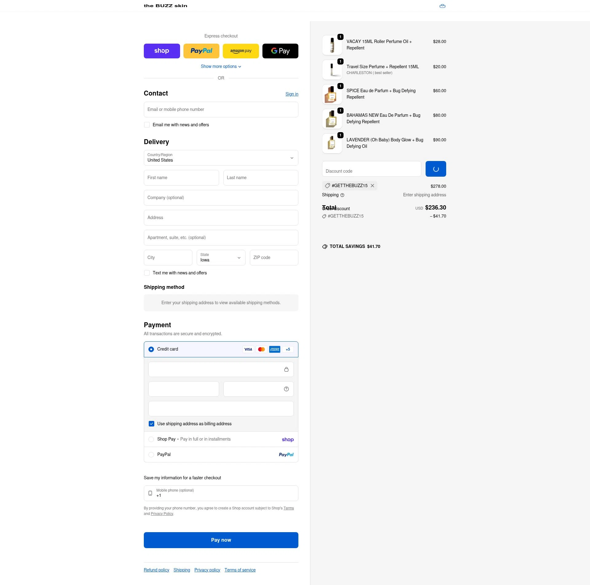 The Buzz checkout page showing The Buzz promo code box | Screenshot taken by SimplyCodes community member on Feb 7, 2026