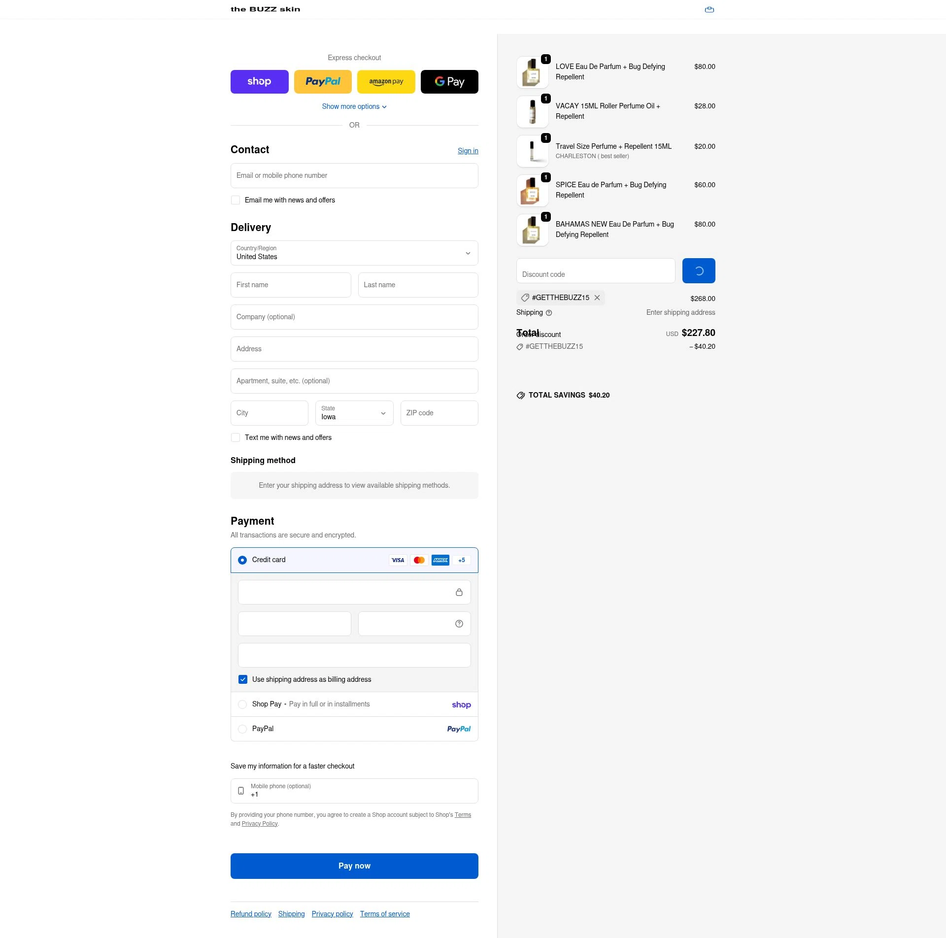 The Buzz checkout page showing The Buzz promo code box | Screenshot taken by SimplyCodes community member on Feb 11, 2026