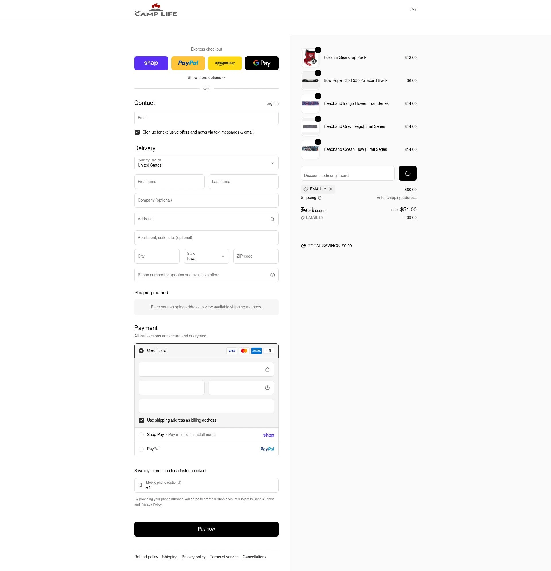 The Camp Life checkout page showing The Camp Life promo code box | Screenshot taken by SimplyCodes community member on Feb 17, 2026