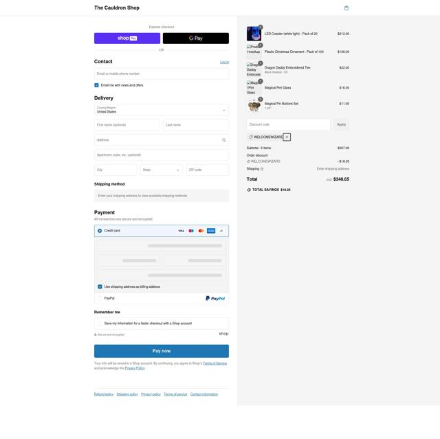The Cauldron checkout page showing The Cauldron promo code box | Screenshot taken by SimplyCodes community member on Feb 11, 2025