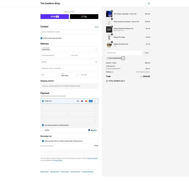 The Cauldron checkout page showing The Cauldron promo code box | Screenshot taken by SimplyCodes community member on Feb 3, 2025