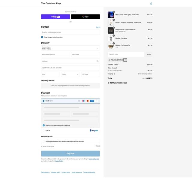 The Cauldron checkout page showing The Cauldron promo code box | Screenshot taken by SimplyCodes community member on Feb 20, 2025