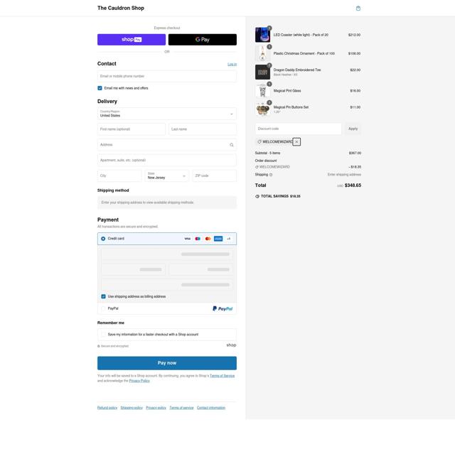 The Cauldron checkout page showing The Cauldron promo code box | Screenshot taken by SimplyCodes community member on Feb 7, 2025