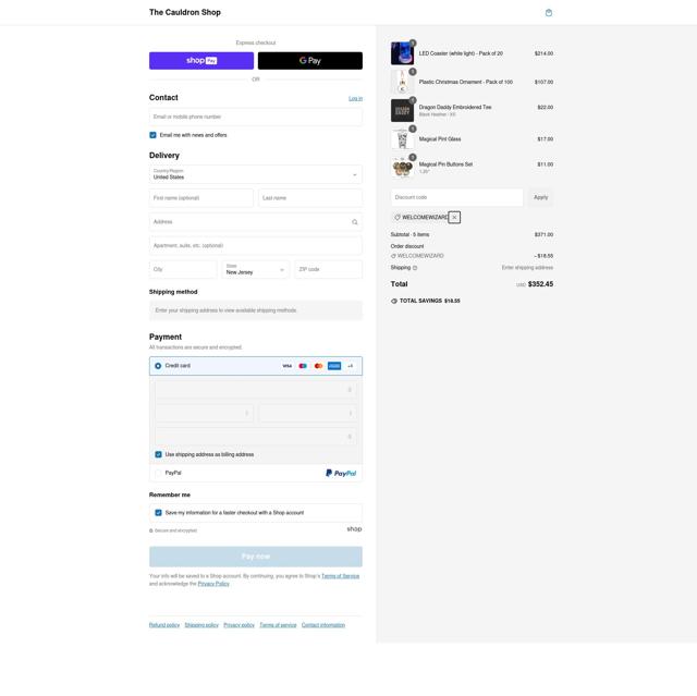 The Cauldron checkout page showing The Cauldron promo code box | Screenshot taken by SimplyCodes community member on Feb 15, 2025