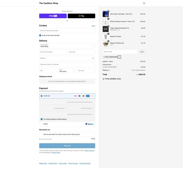 The Cauldron checkout page showing The Cauldron promo code box | Screenshot taken by SimplyCodes community member on Feb 22, 2025