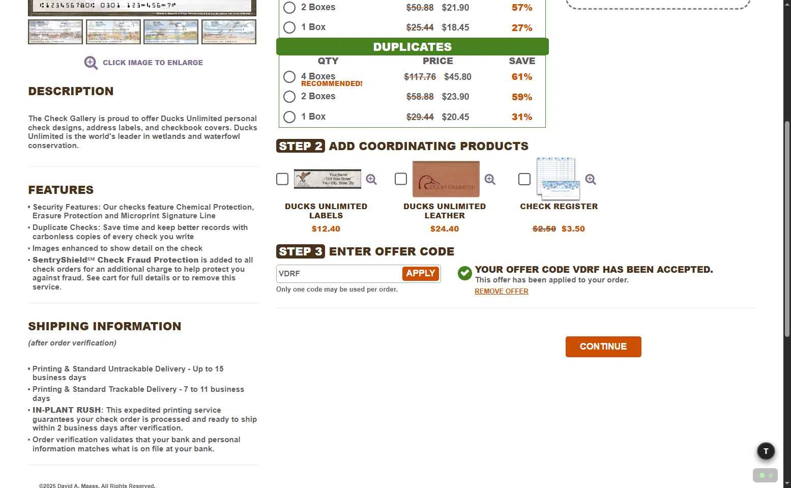 The Check Gallery checkout page showing The Check Gallery promo code box | Screenshot taken by SimplyCodes community member on Jan 8, 2026