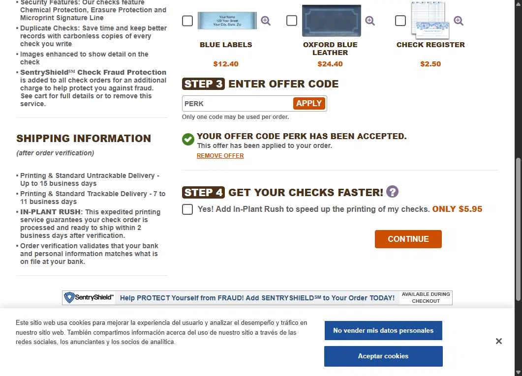 The Check Gallery checkout page showing The Check Gallery promo code box | Screenshot taken by SimplyCodes community member on Aug 11, 2025
