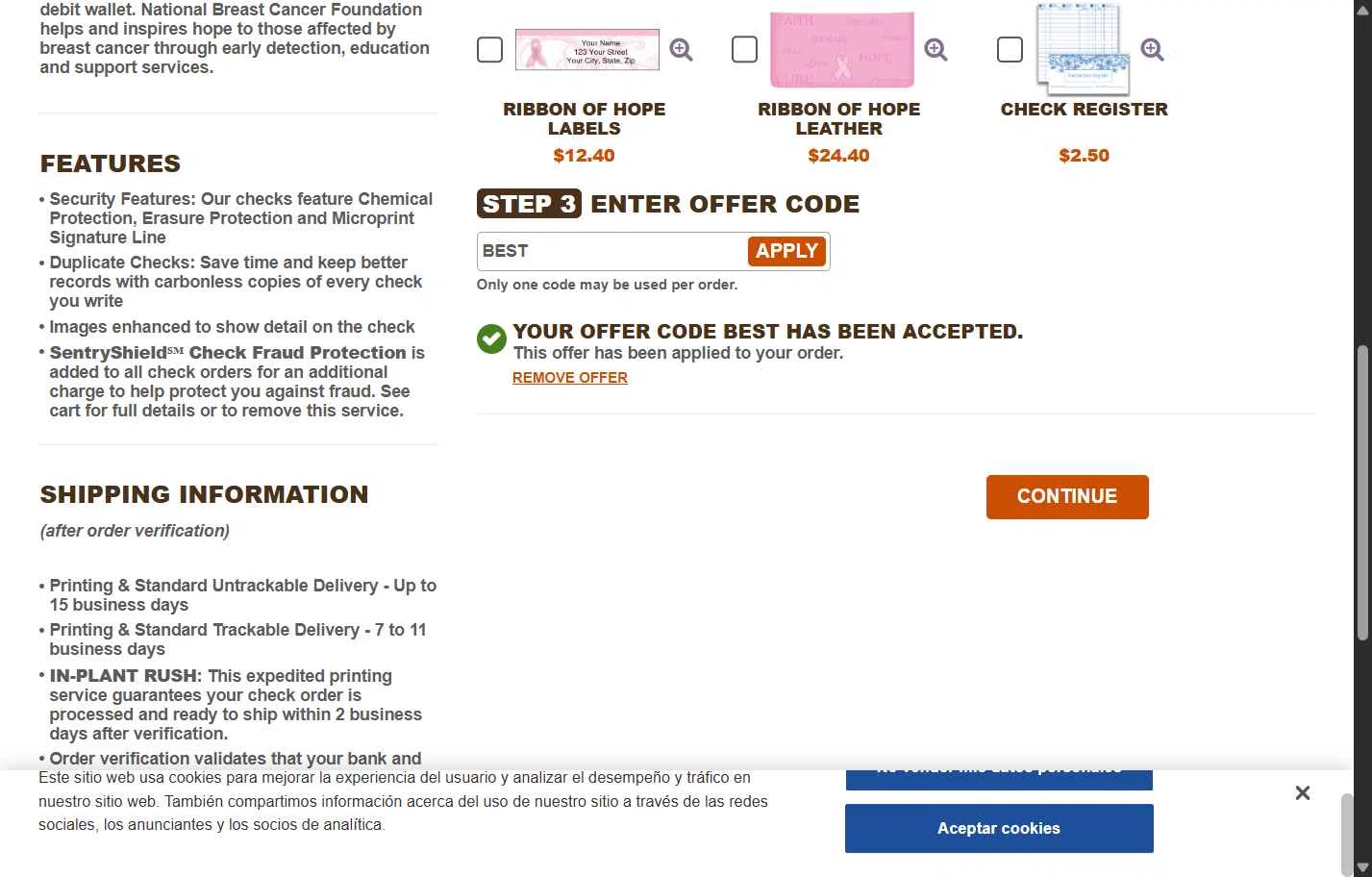The Check Gallery checkout page showing The Check Gallery promo code box | Screenshot taken by SimplyCodes community member on Jan 8, 2026