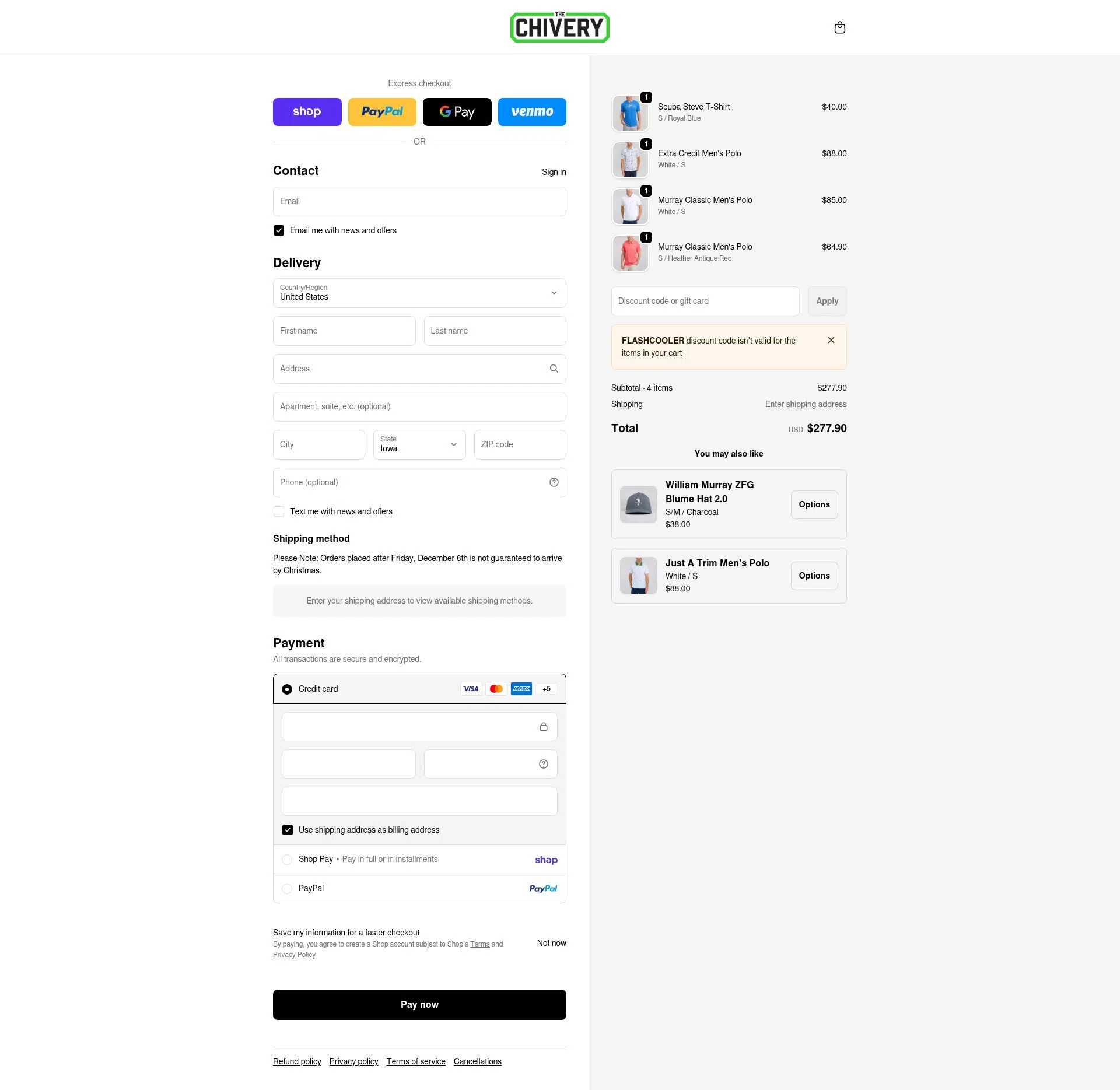 The Chivery checkout page showing The Chivery promo code box | Screenshot taken by SimplyCodes community member on Feb 14, 2026