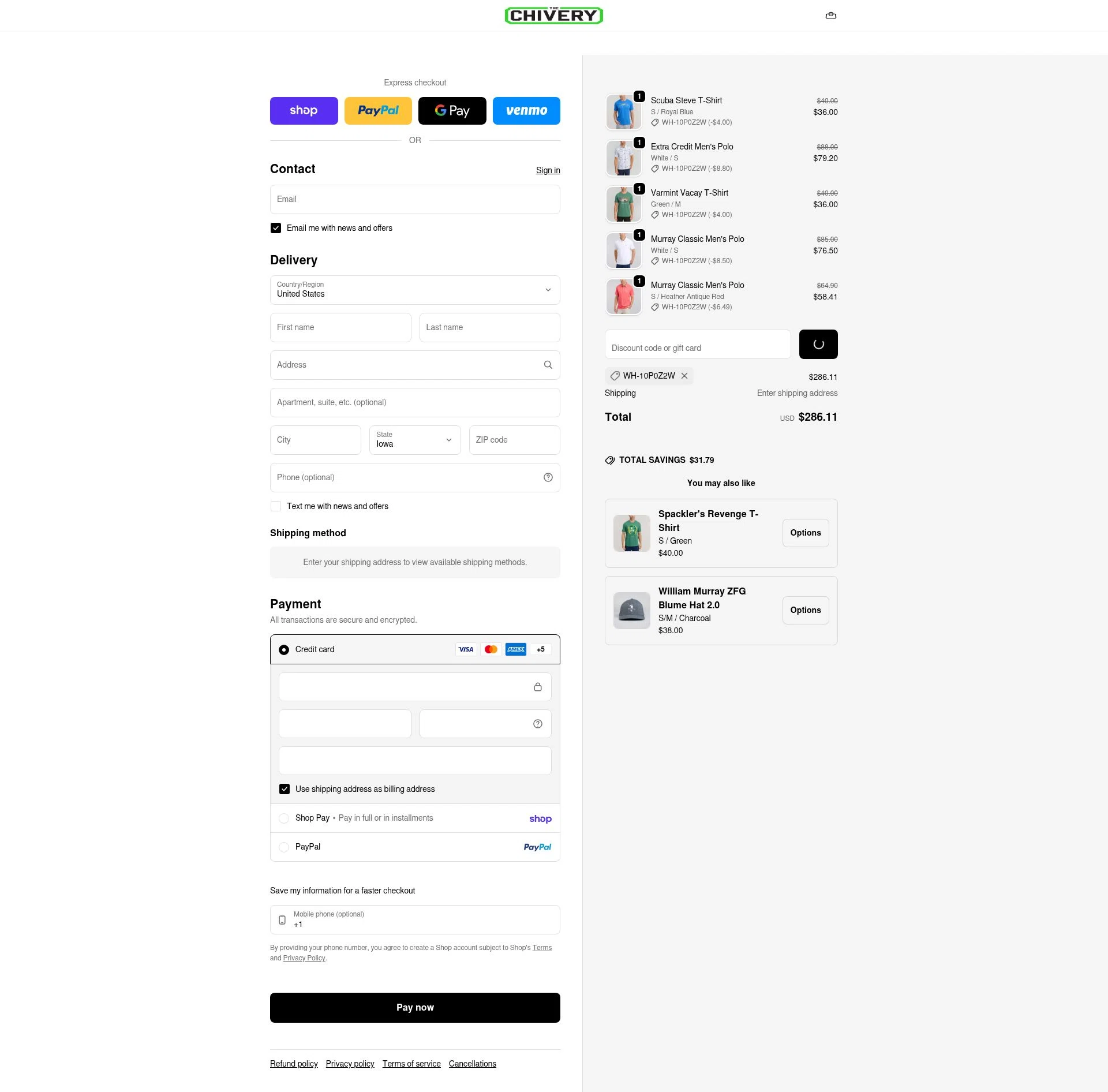 The Chivery checkout page showing The Chivery promo code box | Screenshot taken by SimplyCodes community member on Feb 18, 2026