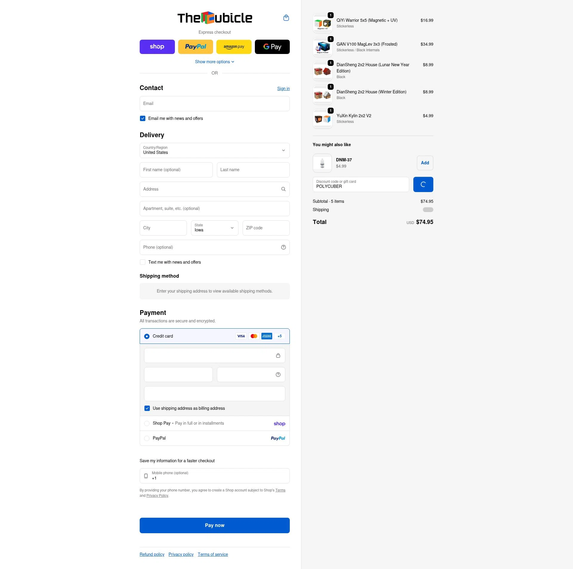 The Cubicle checkout page showing The Cubicle coupon code box | Screenshot taken by SimplyCodes community member on Feb 6, 2026