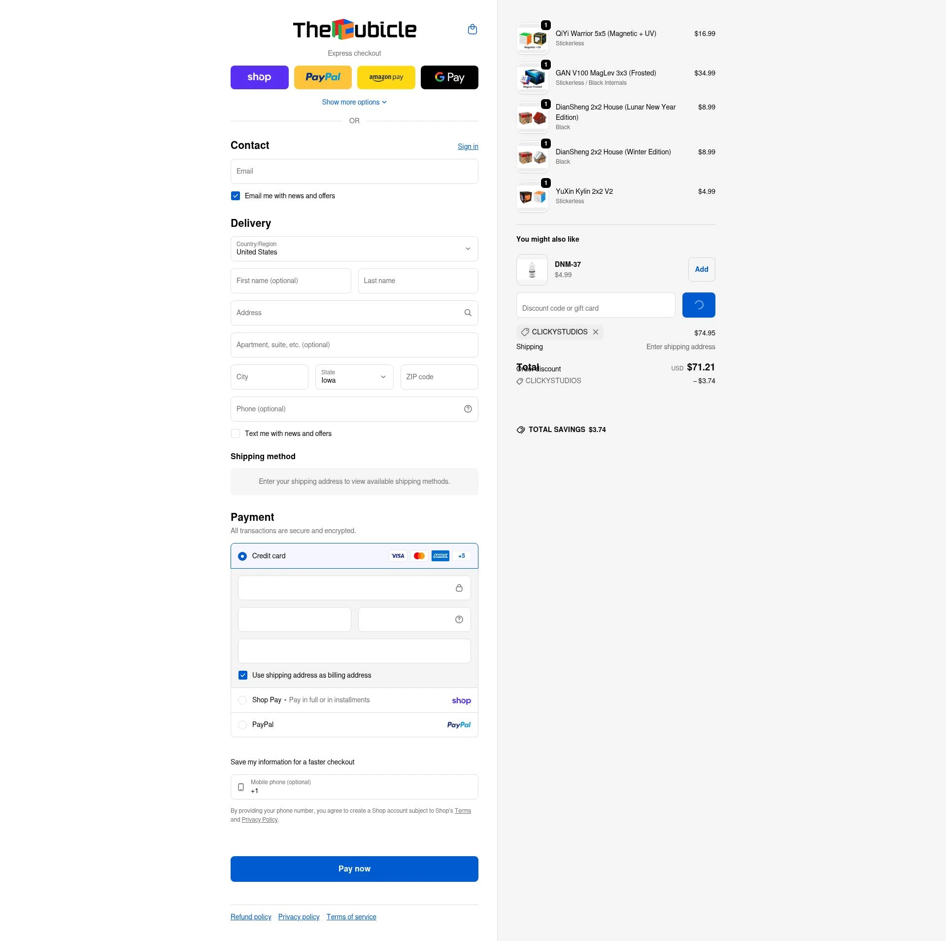 The Cubicle checkout page showing The Cubicle coupon code box | Screenshot taken by SimplyCodes community member on Feb 6, 2026