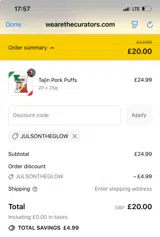 JULSONTHEGLOW coupon verification screenshot