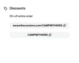 CAMPWITHKRIS coupon verification screenshot