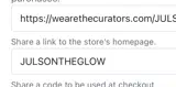JULSONTHEGLOW coupon verification screenshot