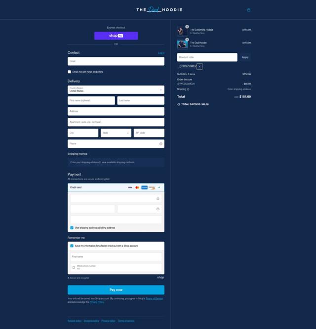 The Dad Hoodie checkout page showing The Dad Hoodie discount code box | Screenshot taken by SimplyCodes community member on Jan 14, 2025