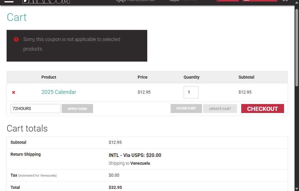 The Darkroom checkout page showing The Darkroom coupon code box | Screenshot taken by SimplyCodes community member on Oct 20, 2025