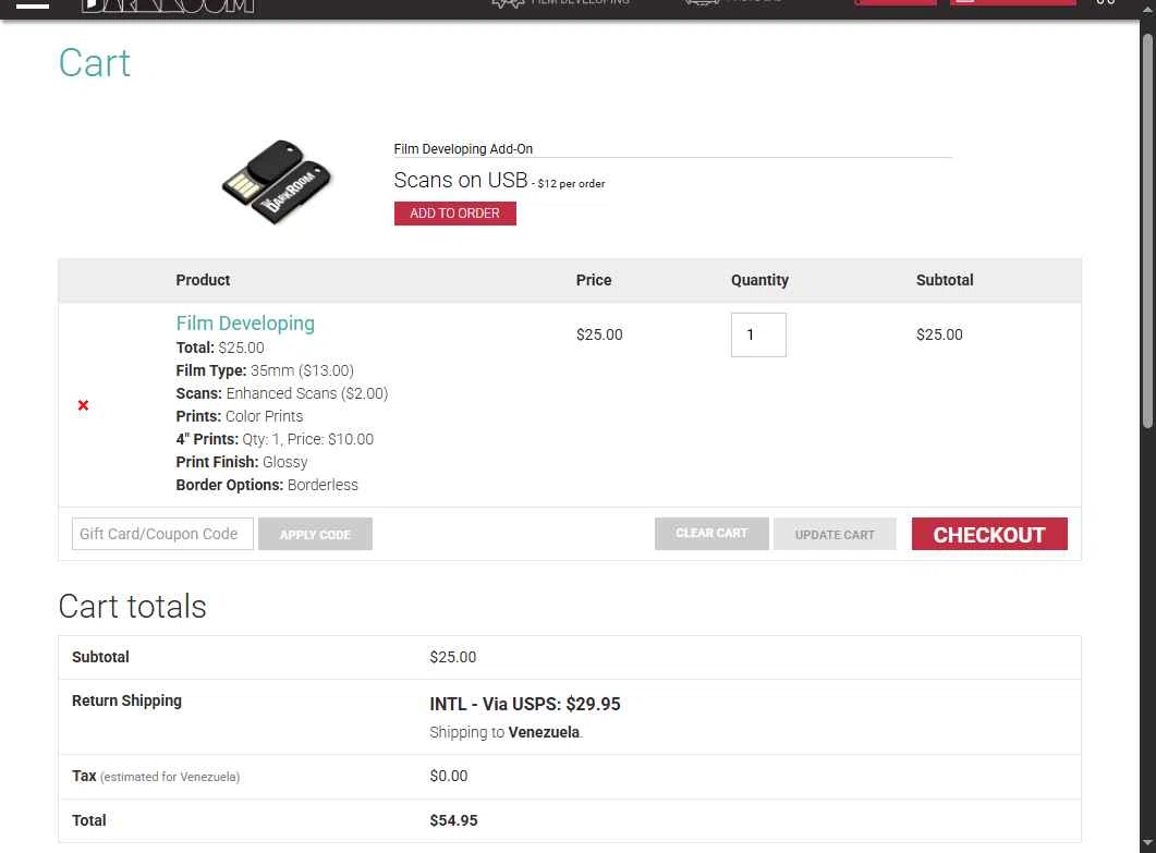 The Darkroom checkout page showing The Darkroom coupon code box | Screenshot taken by SimplyCodes community member on Oct 6, 2025