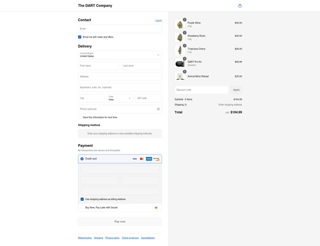 The Dart checkout page showing The Dart discount code box | Screenshot taken by SimplyCodes community member on Sep 2, 2025