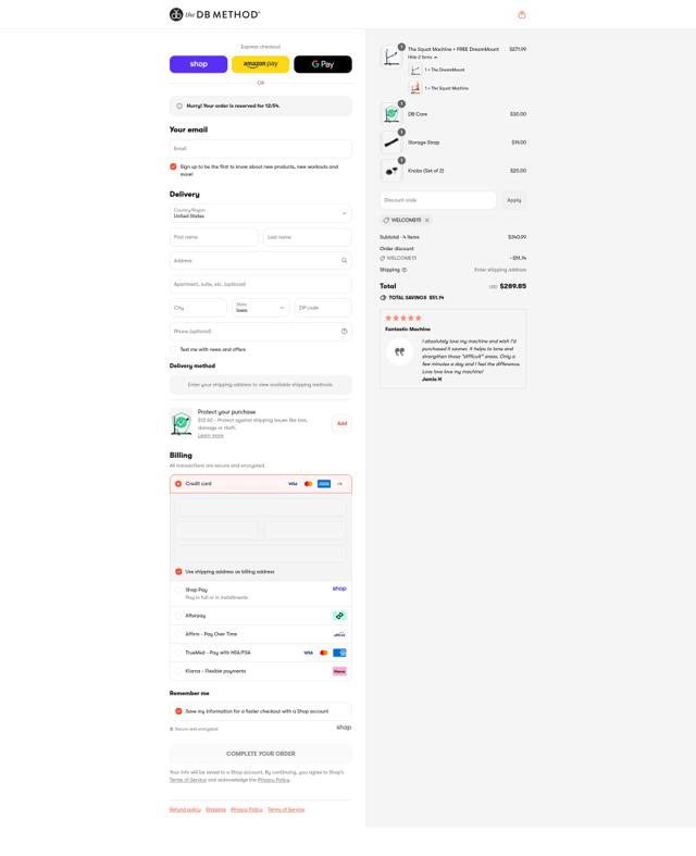 The DB Method checkout page showing The DB Method promo code box | Screenshot taken by SimplyCodes community member on Sep 11, 2025