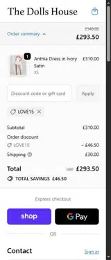 LOVE15 coupon verification screenshot