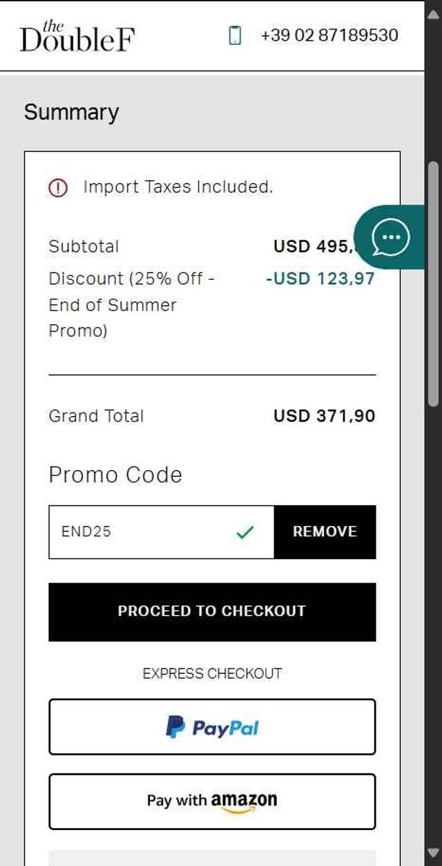 TheDoubleF checkout page showing TheDoubleF promo code box | Screenshot taken by SimplyCodes community member on Aug 12, 2025