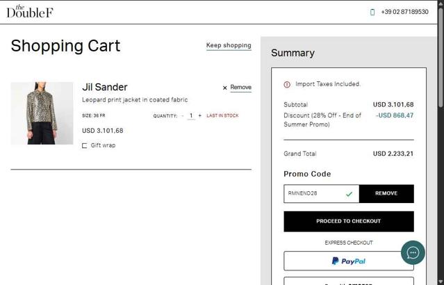TheDoubleF checkout page showing TheDoubleF promo code box | Screenshot taken by SimplyCodes community member on Aug 23, 2025