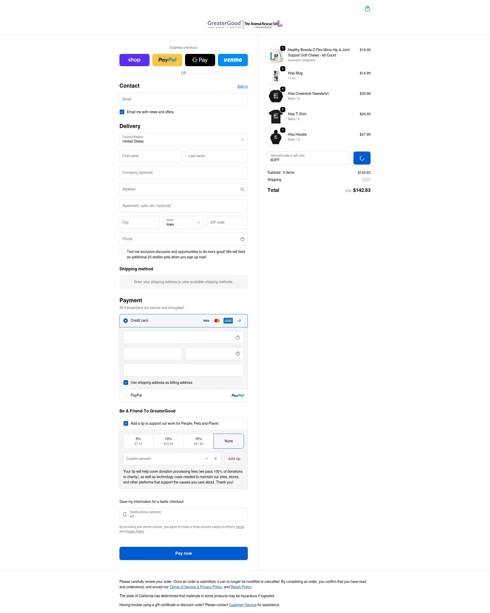 The Earth Site Store checkout page showing The Earth Site Store promo code box | Screenshot taken by SimplyCodes community member on Feb 13, 2026
