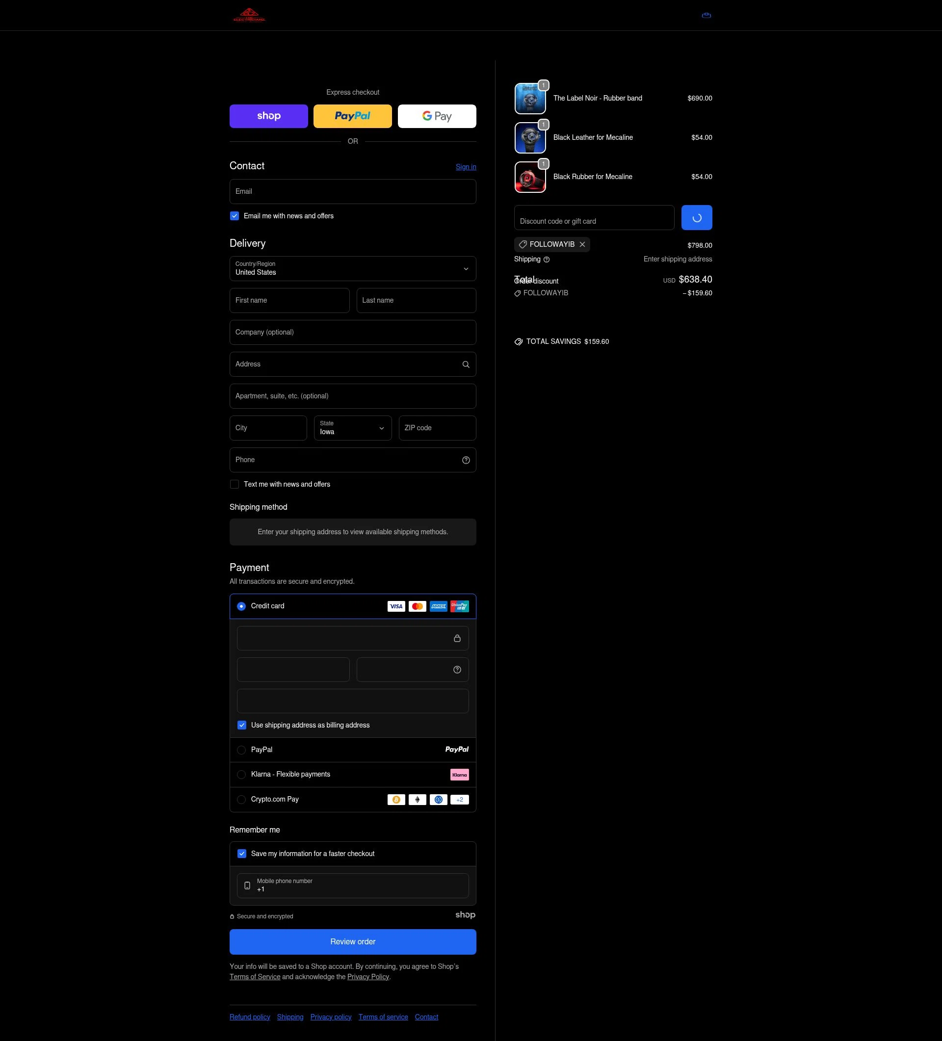 The Electricianz checkout page showing The Electricianz promo code box | Screenshot taken by SimplyCodes community member on Dec 29, 2025