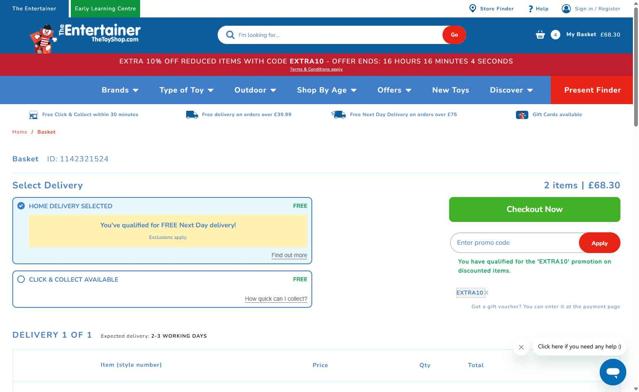 The Entertainer checkout page showing The Entertainer promo code box | Screenshot taken by SimplyCodes community member on May 1, 2025