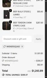 Wienersquad coupon verification screenshot