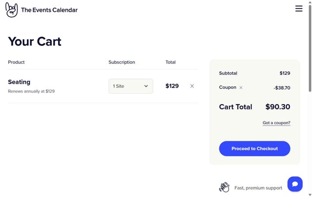 The Events Calendar checkout page showing The Events Calendar coupon code box | Screenshot taken by SimplyCodes community member on Jul 31, 2025
