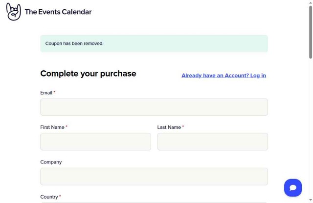 The Events Calendar checkout page showing The Events Calendar coupon code box | Screenshot taken by SimplyCodes community member on Jul 11, 2025