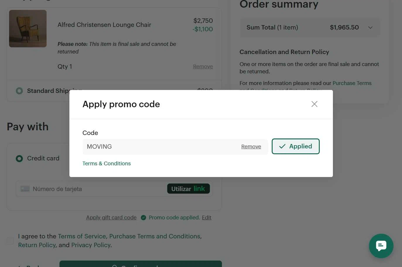 The Expert checkout page showing The Expert promo code box | Screenshot taken by SimplyCodes community member on Aug 11, 2025