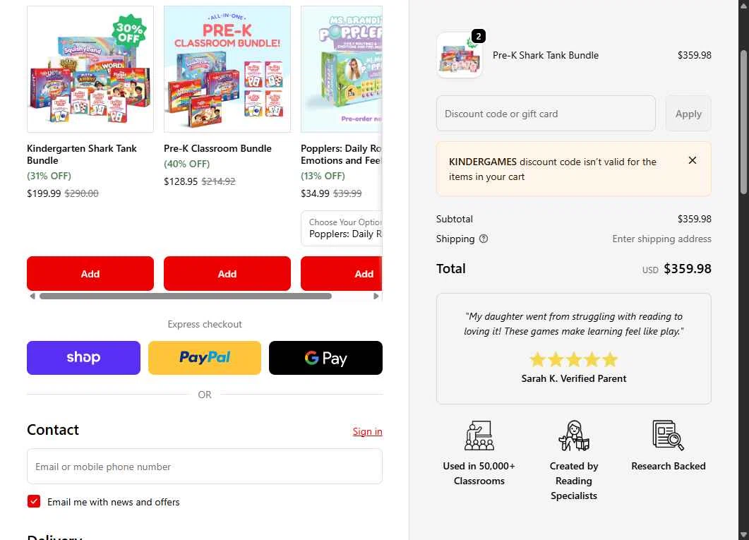 The Fidget Game checkout page showing The Fidget Game discount code box | Screenshot taken by SimplyCodes community member on Feb 6, 2026