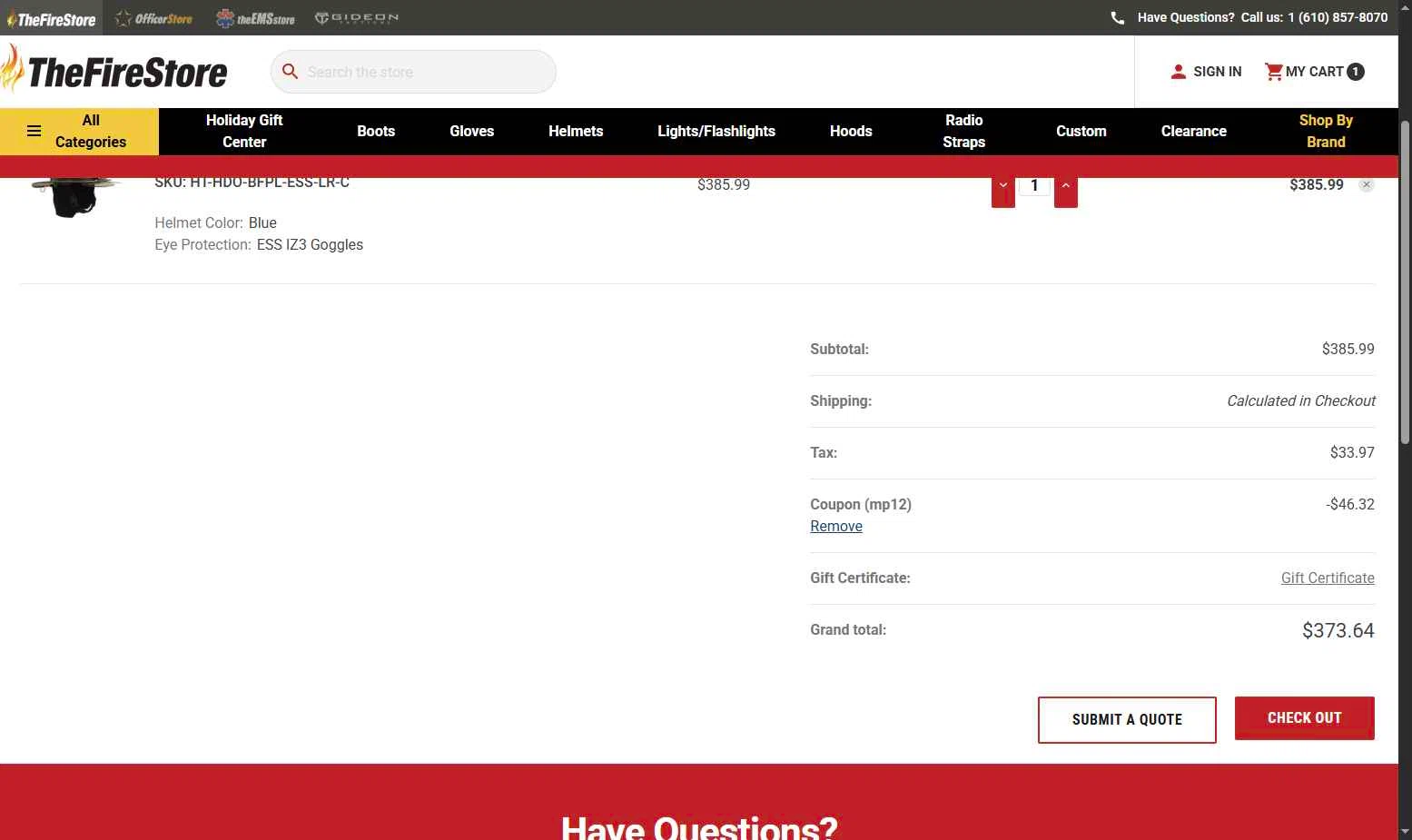 TheFireStore checkout page showing TheFireStore coupon code box | Screenshot taken by SimplyCodes community member on Dec 17, 2025