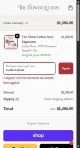 EARLYMOM coupon verification screenshot
