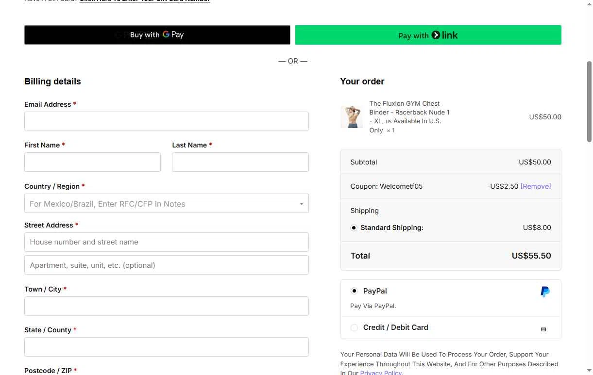 The Fluxion checkout page showing The Fluxion coupon code box | Screenshot taken by SimplyCodes community member on Oct 11, 2025