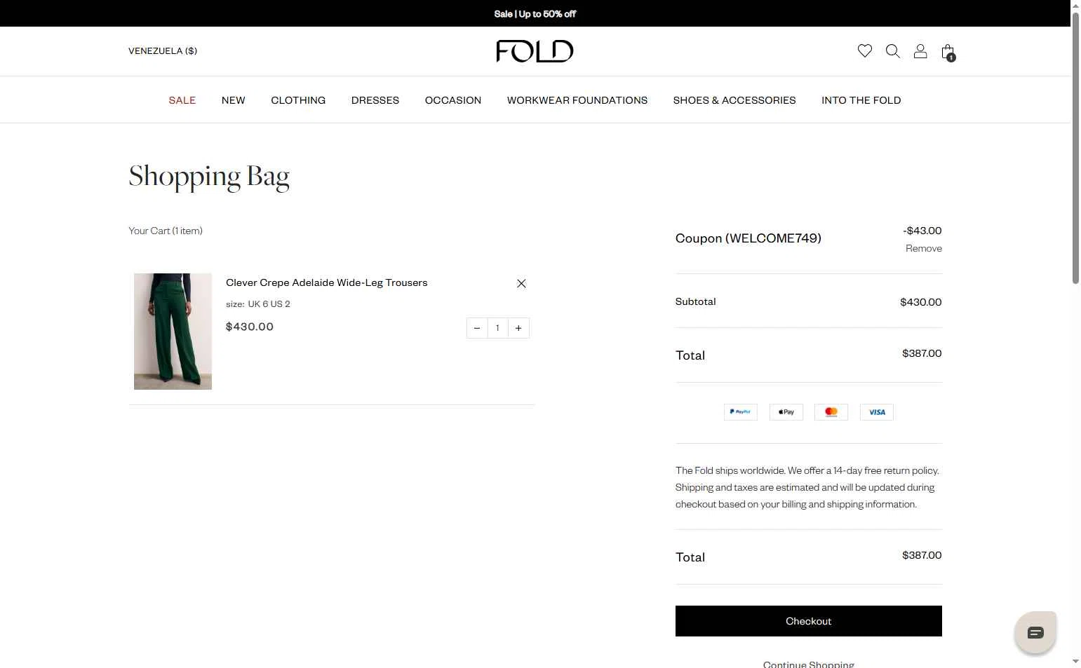 The Fold checkout page showing The Fold coupon code box | Screenshot taken by SimplyCodes community member on Dec 23, 2025