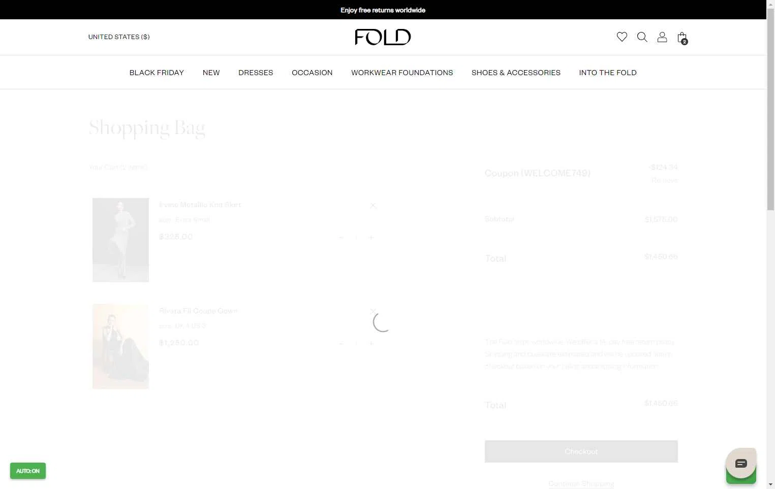 The Fold checkout page showing The Fold coupon code box | Screenshot taken by SimplyCodes community member on Nov 19, 2025